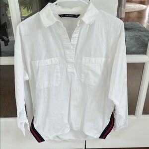Zara White Button Down Shirt with Stylish Side Accents
